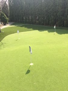 two tiered golf green for extra fun and practice