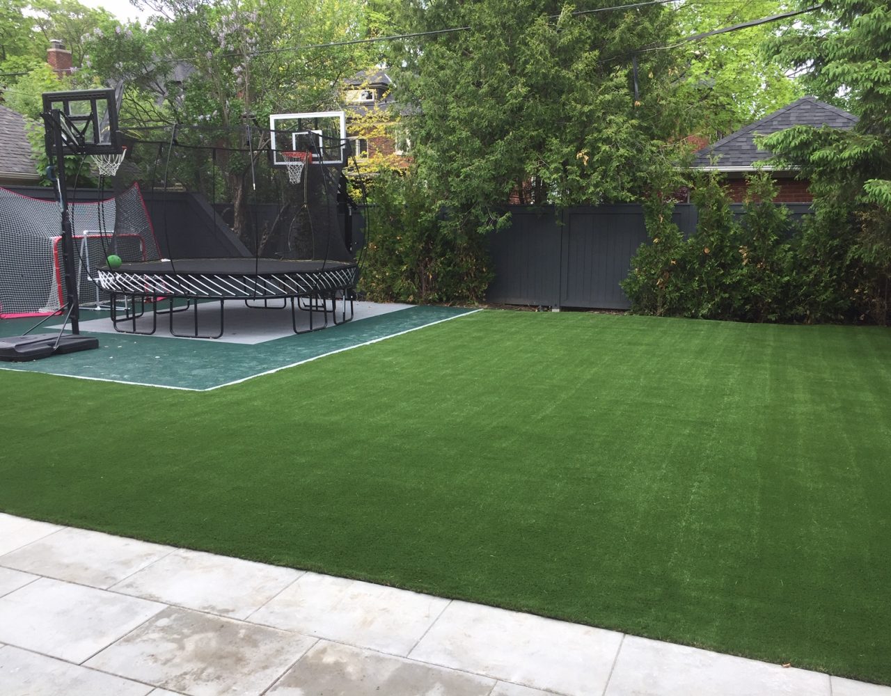 basketball trampoline are no problem with artificial grass
