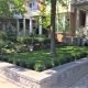 Retaining wall boxwood hedging artificial grass