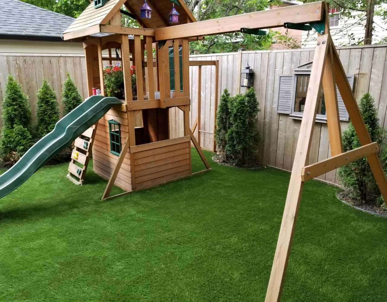 Kids play-sets and no worry grass